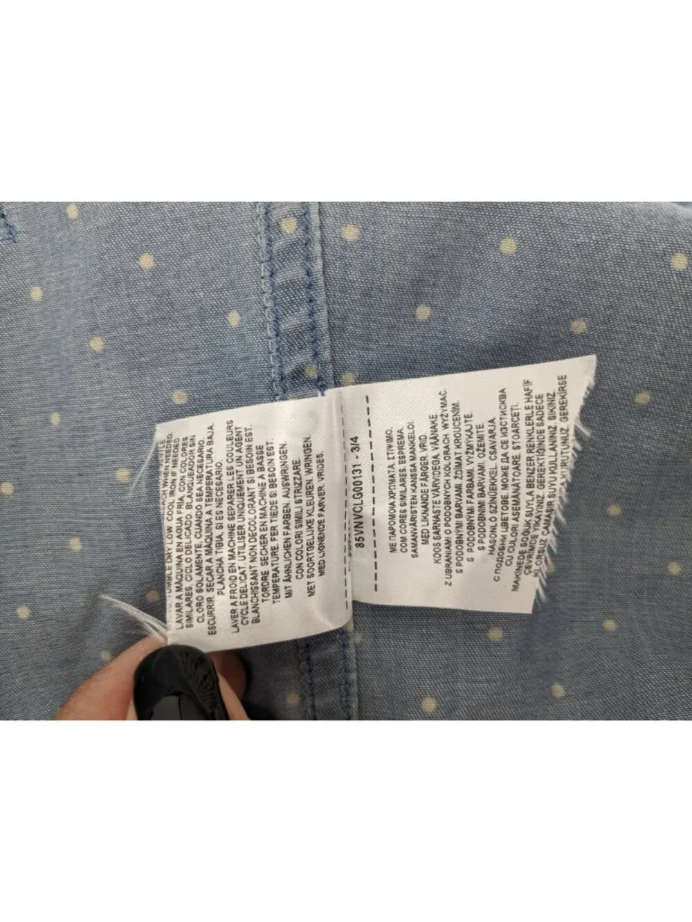 Guess Los Angeles Chambray Polka Dot Shirt Button Up Short Sleeve Coastal Medium